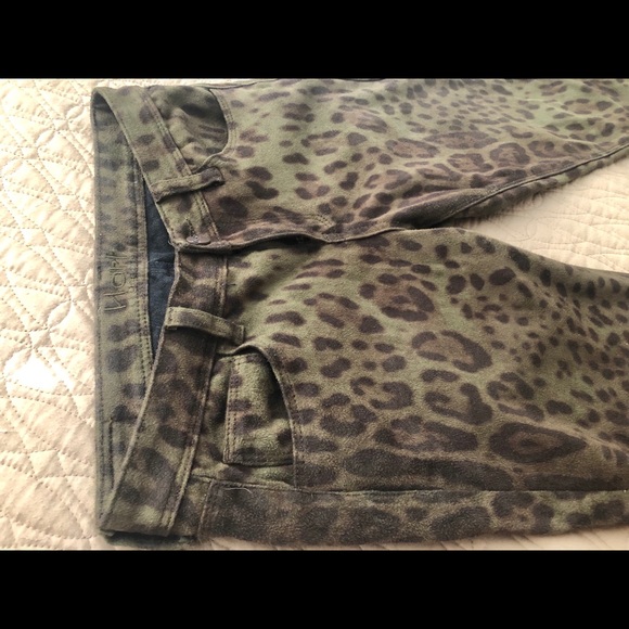 Rare Hart Denim olive suede leopard jeans - Picture 2 of 5